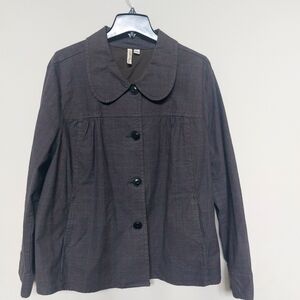 ST JOHN'S BAY Plaid Flat Collar Button-down Longsleeve Jacket Size 3X